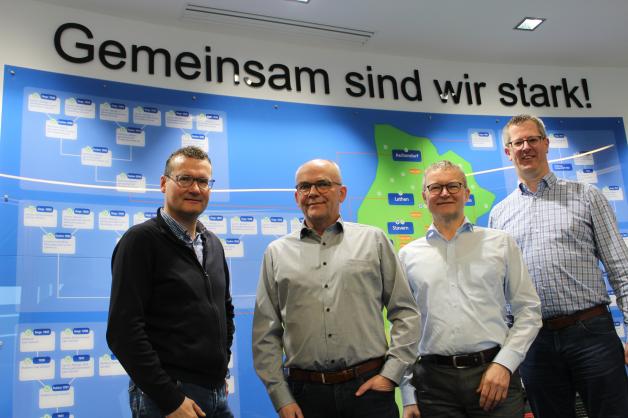 Die vier Vorstände der Raiffeisen Ems-Vechte: (von links) Albert Weersmann, Andreas Terfehr, Josef Mescher und Holger Terhalle.