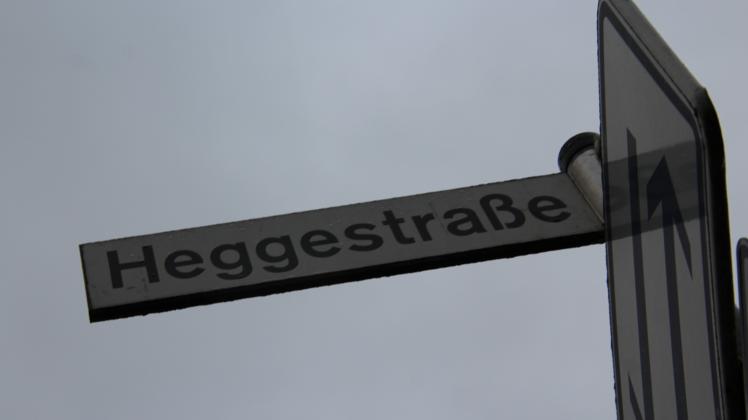 Straßenschild Heggestraße Hagen aTW, Symbolfoto, Februar 2023