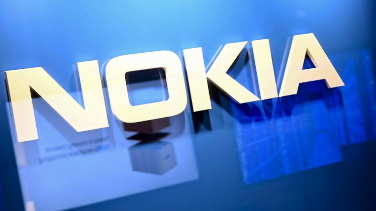 The Nokia logo pictured during a visit to the headquarters of Nokia in Helsinki, Finland, during a diplomatic mission of