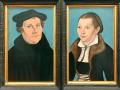Portraits of Martin Luther and his wife Katharina von Bora, 1529. Oil on panel. Workshop of Lukas Cranach the Elder, 1472 -1553. The Uffizi Gallery is a prominent art museum located adjacent to the Piazza della Signoria in the Historic Centre of Florence i