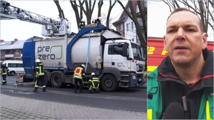 Ungewöhnlicher Einsatz in Lingen: Mann muss aus Müllwagen befreit werden