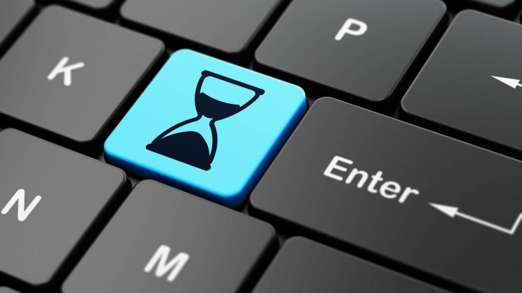 Time concept: computer keyboard with Hourglass icon on enter button background, 3D rendering , 24766662.jpg, computer, i