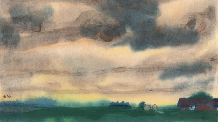 Emil Noldes Bild „Marschlandschaft mit hohen grauen Wolken“ ist neben anderen Werken in einer Ausstellung in Tecklenburg zu sehen.