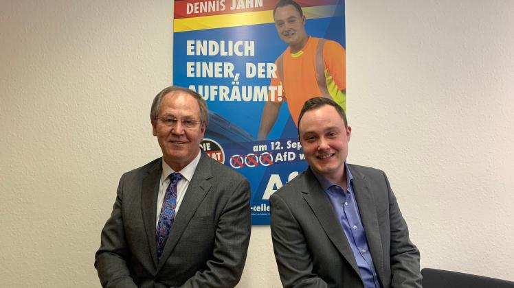 Sitzen für die AfD im niedersächsischen Landtag: Der 66-jährige Mediziner Jozef Rakicky (links) und der 30-jährige Müllwerker Dennis Jahn.