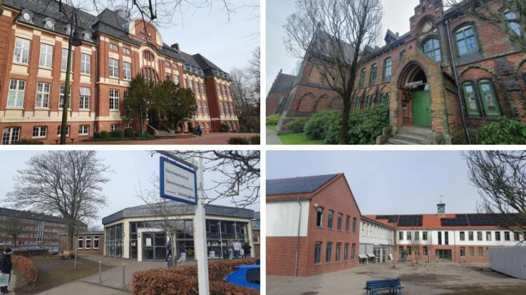Insgesamt 389 Kinder wurden in diesem Jahr an den vier städtischen weiterführenden Schulen in Schleswig angemeldet (von oben links im Uhrzeigersinn: Lornsenschule, Domschule, Dannewerkschule und Bruno-Lorenzen-Schule). 