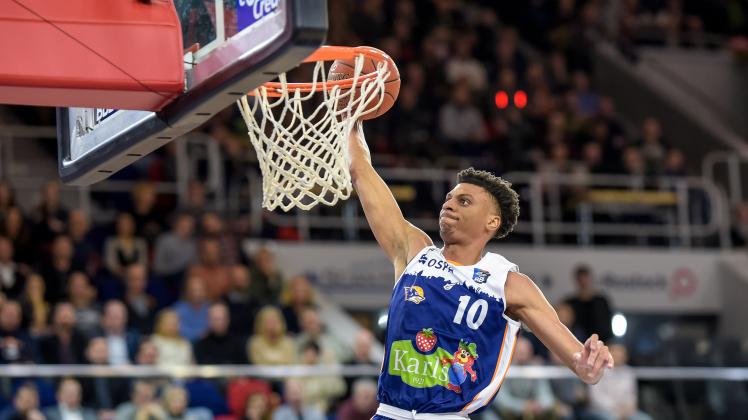 Derick Alston Jr. Rostock Seawolves vs Niners Chemnitz1. Basketball-Bundesliga 2022/2023Foto: Georg Scharnweber