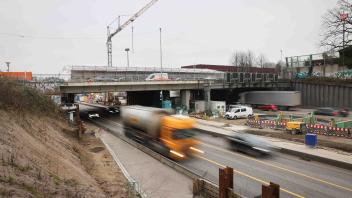 Bauarbeiten an der A7 bei Hamburg-Othmarschen