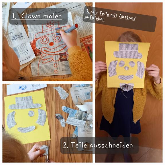 Lina aus der 2. Klasse der Nordlichter-Grundschule in Schwerin hat sich für einen Zeitungsclown entschieden.