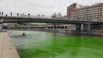 Grün gefärberter Donaukanal
