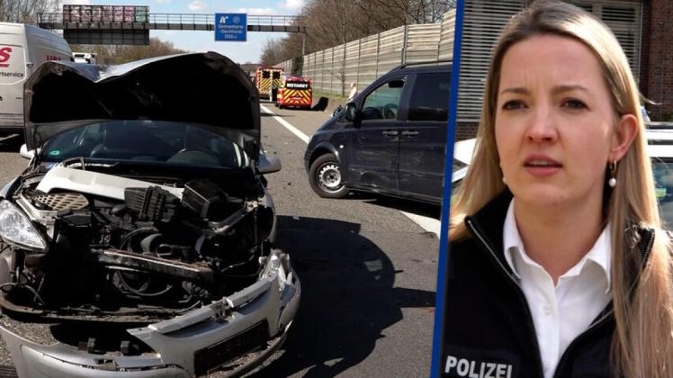 Schwerer Verkehrsunfall auf der A28 bei Delmenhorst: Vier Autos stoßen zusammen