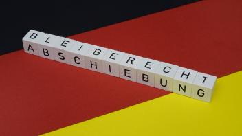 Deutschlandfahne und Buchstabenwürfel Deutschlandfahne und Buchstabenwürfel, 12.04.2020, Borkwalde, Brandenburg, Auf ein