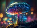 Cartoon fairy luminous mushroom, generative AI, Cartoon fairy luminous mushroom. 3D illustration art