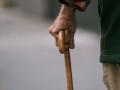 RECORD DATE NOT STATED A closeup view of a pensioner s hand holding a holding stick *** einer closeupe Ansicht des einer