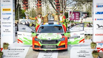 32 Armin KREMER (DEU), Ella KREMER (DEU), SKODA Fabia Evo, RC2, Rally2, action during the Croatia Rally 2023, 4th round 