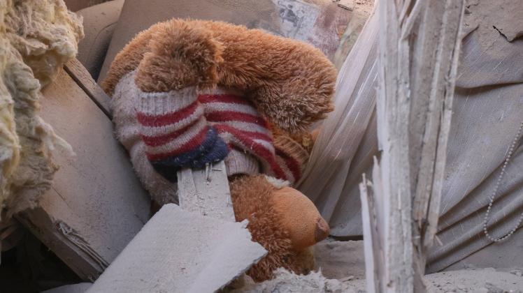 DONETSK, DONETSK PEOPLE S REPUBLIC   JUNE 6, 2022: A toy is seen in a house damaged in shelling. Since Monday morning, U