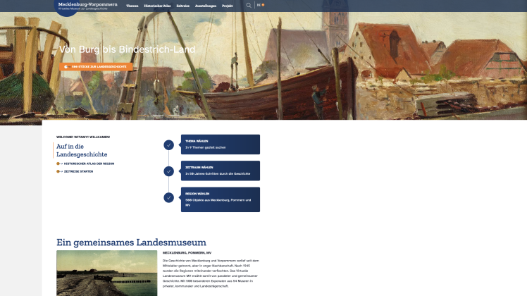 Startseite für denDesktop der virtuellen Landesmuseumsseite MV