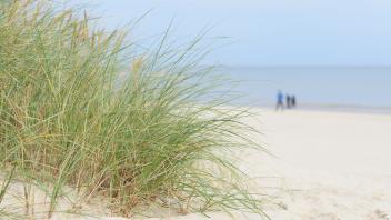 Beach on the coast of Swinoujscie on Baltic Sea coast. In the background blurry walkers., , , 09.12.2022, Copyright: xhe