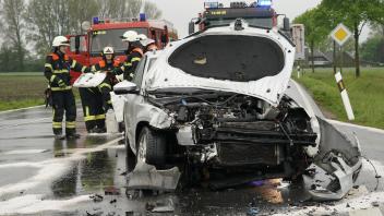 Zwei Verletzte gab es bei einem Zusammenstoß auf einer Kreuzung der B 218 zwischen Bramsche und Venne.