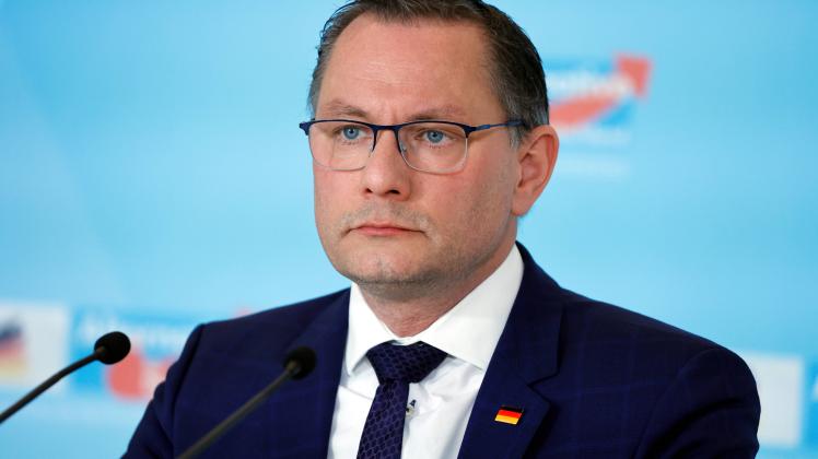 Deutschland, Berlin, Reichstag, Pressekonferenz: Tino Chrupalla, Bundessprecher, Alternative für Deutschland *** Germany