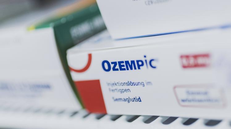 Packung Ozempic, Antidiabetikum zur Gewichtskontrolle, aufgenommen in einer Apotheke in Niesky, 13.04.2023. Niesky Deuts