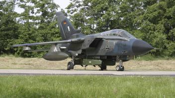 A Panavia Tornado aircraft of the German Air Force equipped with TAURUS cruise missiles Buchel Ger