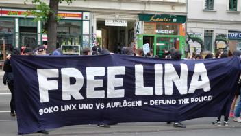 Demonstration in Leipzig für Lina E.