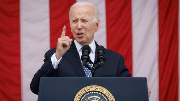 United States President Joe Biden speaks during a Memorial Day address at Arlington National Cemetery in Arlington, Virg