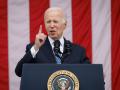United States President Joe Biden speaks during a Memorial Day address at Arlington National Cemetery in Arlington, Virg