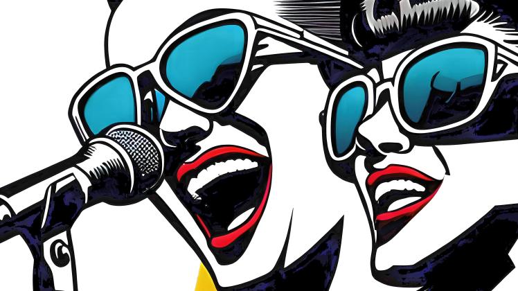 Singen macht nicht nur Spaß, sondern stärkt auch die Stimme.  Adobe Stock/R. SigaevFemale jazz singers singing a song. Comic book style. Generative AI