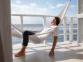 Young man relaxing on hammock at sunny day model released, Symbolfoto, IKF00162