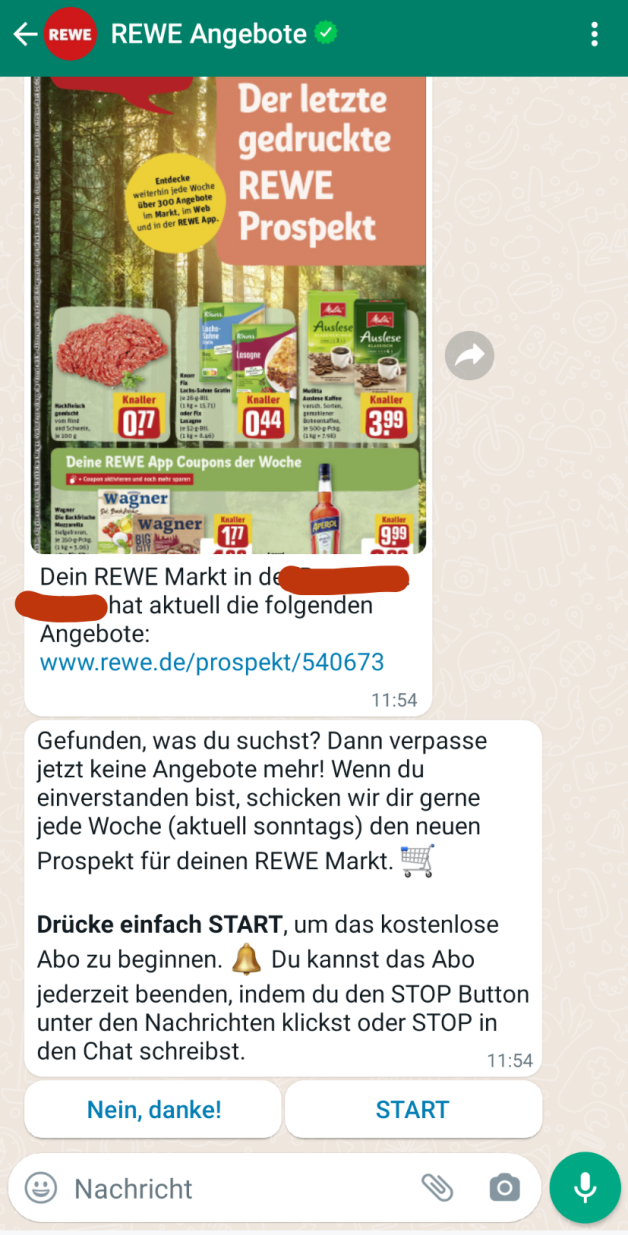 ReweProspekte per Whatsapp bekommen so klappt die Anmeldung SHZ