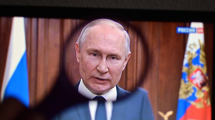 June 26, 2023, Clermont Ferrand, Auvergne Rhone Alpes, France: President of Russia Vladimir Putin addresses the nation f