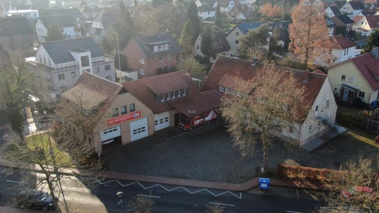 Das Feuerwehrgerätehaus an der Bullerteichstraße aus der Vogelperspektive: 