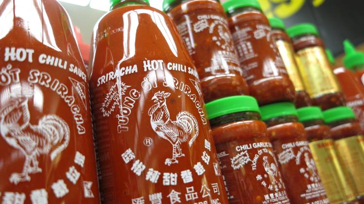 Apr 25 2014 Aliso Viejo California U S Sriracha hot sauce products on sale in a California s
