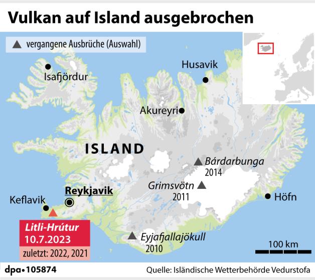 Vulkanausbruch auf Island (11.07.2023)