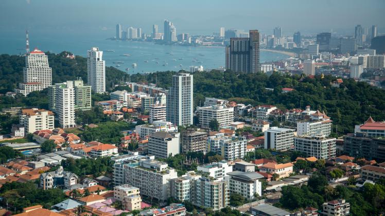 THAILAND PATTAYA JOMTIEN CITY, the view of the Town of Jomtien from the Pattaya Park Tower in the city of Jomtien near P