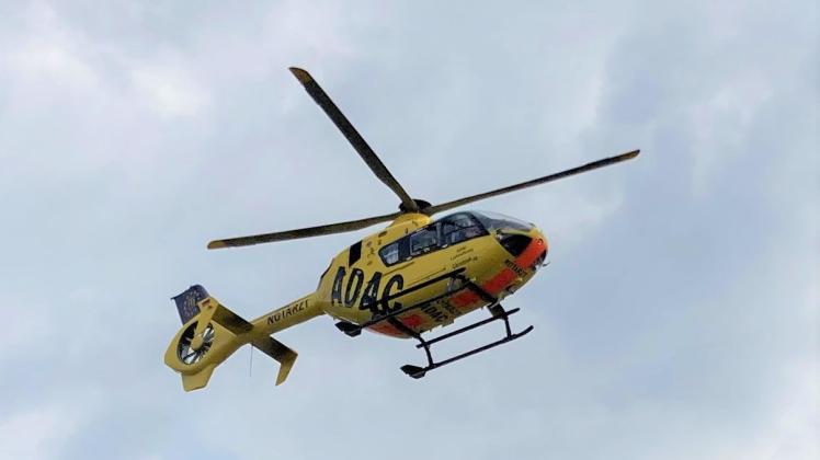 Hubschrauber Christoph 34 bei einem Einsatz in der Mecklenburgischen Seenplatte