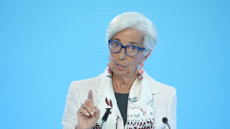 Pressekonferenz der Europaeischen Zentralbank (EZB) Christine Lagarde, die Praesidentin der Europaeischen Zentralbank un