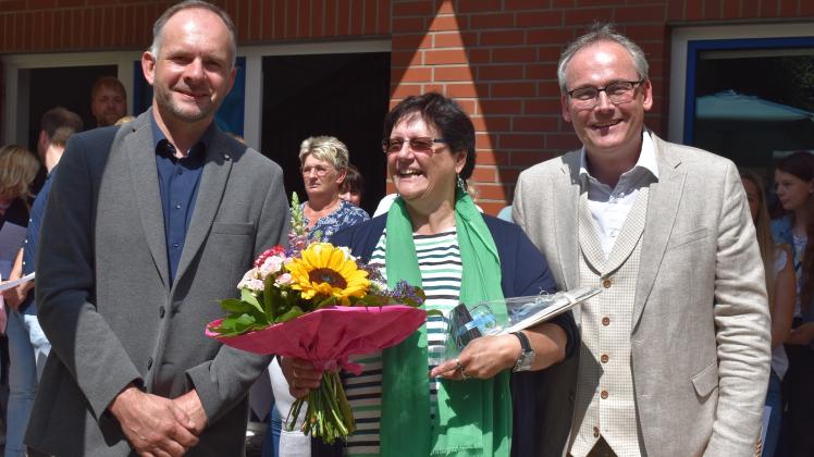 Thomas Wellmann (von links) und Matthias Lemper moderierten die Abschiedsfeier für Marianne Peukert. 