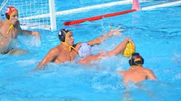 Mecklenburg-Vorpommerns größtes Wasserball-Talent Marian Kob „bei der Arbeit“ 