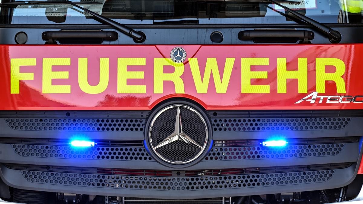 Bastelset Kinder Holz Feuerwehr mit Blaulicht und Sirene