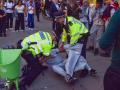 August 9, 2023, London, United Kingdom: Police officers detain a young man on Oxford Street. A social media post reporte