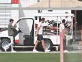 Harry KANE (Bayern Muenchen) auf dem Weg zum 1. Training, dass geheim stattfindet Training FC Bayern Muenchen auf dem Tr