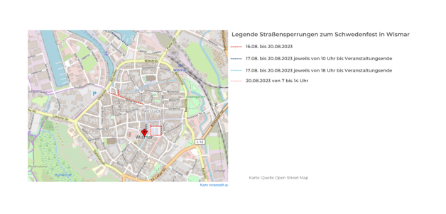 Übersicht über gesperrte Straßen zum Schwedenfest Übersicht über gesperrte Straßen zum Schwedenfest