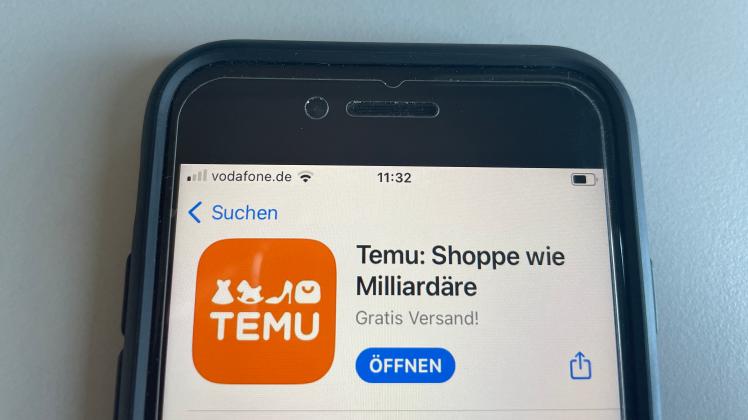 Logo der Temu-Shopping-App auf einem Smartphone