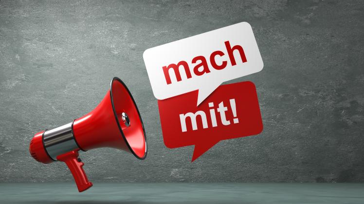 3D Illustration Megaphone mach mit