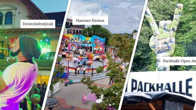 Im mittleren Emsland findet das Dreiecksfest(ival), die Harener Kirmes und das Packhalle Open Air statt. Im mittleren Emsland findet das Dreiecksfest(ival), die Harener Kirmes und das Packhalle Open Air statt.