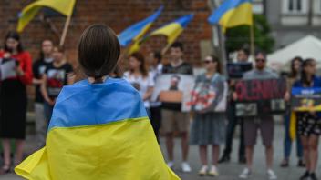 Free Ukrainian Prisoners Protest In Krakow KRAKOW, POLAND - JULY 30, 2023: On the 520th day since the start of the Russi