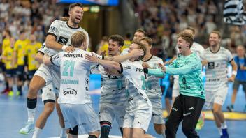 Handball I Herren I Saison 2023/2024 I Pixum Supercup I THW Kiel - Rhein-Neckar Löwen I 23.08.2023 THW Kiel jubelt über 