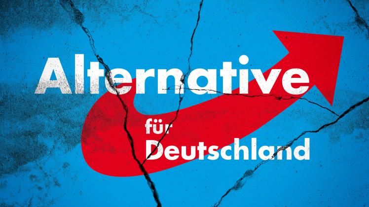 10 August 2021: AfD Alternative für Deutschland logo on a broken stone wall, symbol of failure, lost election failed ***